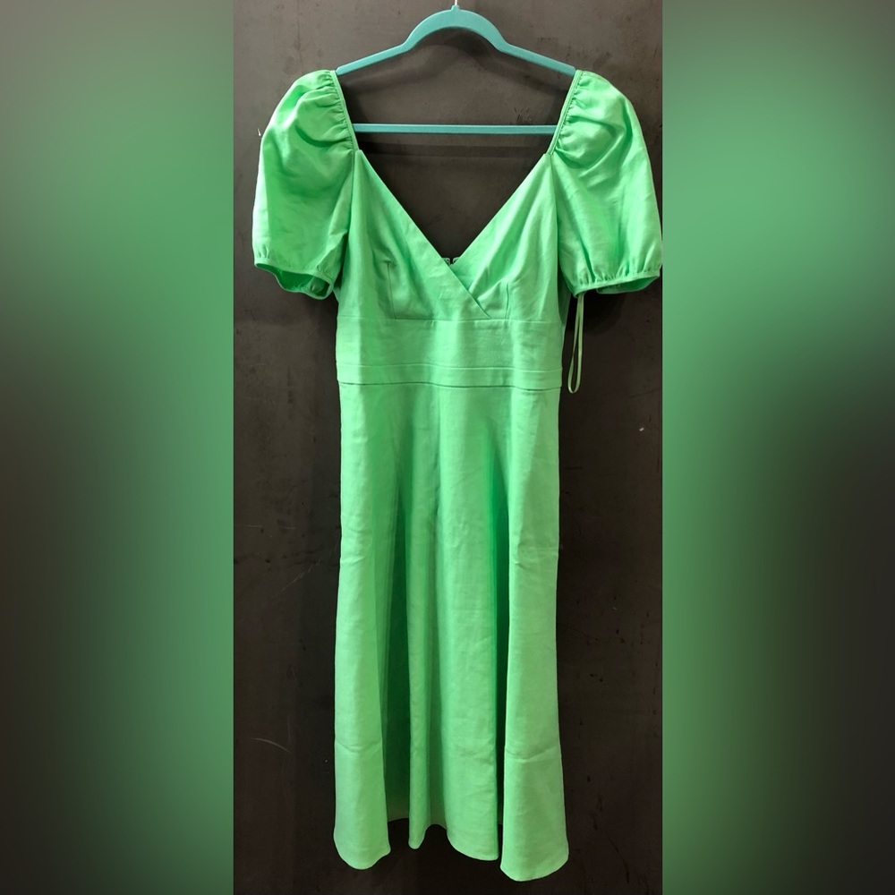 JCREW MIDI DRESS.  LIME GREEN. NEVER WORN/NEW WITH TAGS.  HAS SIDE POCKETS.